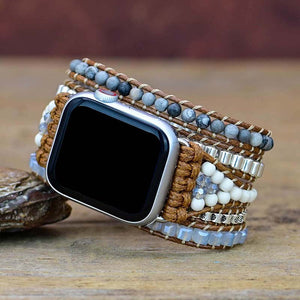 Cinturino per Apple Watch con Pietre Bianche e Tonalità Grigie