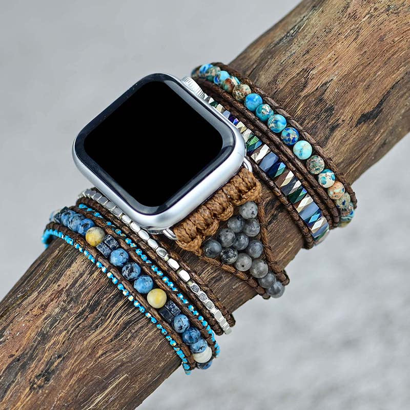 Cinturino per Apple Watch Blu e Grigio "Eleganza Accattivante"
