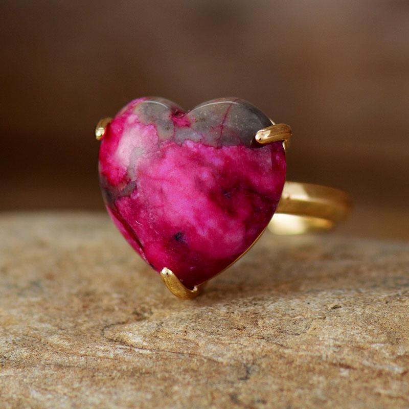 Anello di Guarigione con Pietra a Forma di Cuore